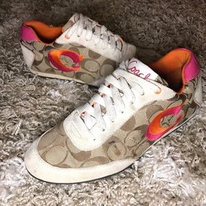 COACH Perrie Khaki, Orange & Pink Signature C